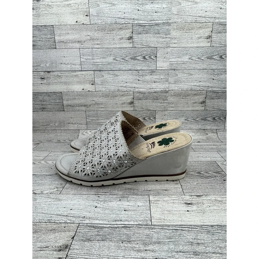 Spring Step Shoes Womens Size 41 Wedge Slide Sandals Laser‎ Cut Sparkle Comfort